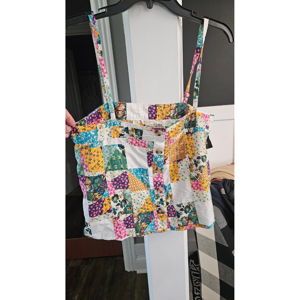 Fairycore Pilcro Anthropologie Patchwork Floral Button Front Cami Top size S